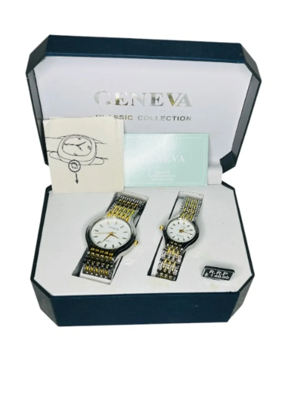 Geneva Gold and White Men's Watch Gift Set - Picture 2 of 5